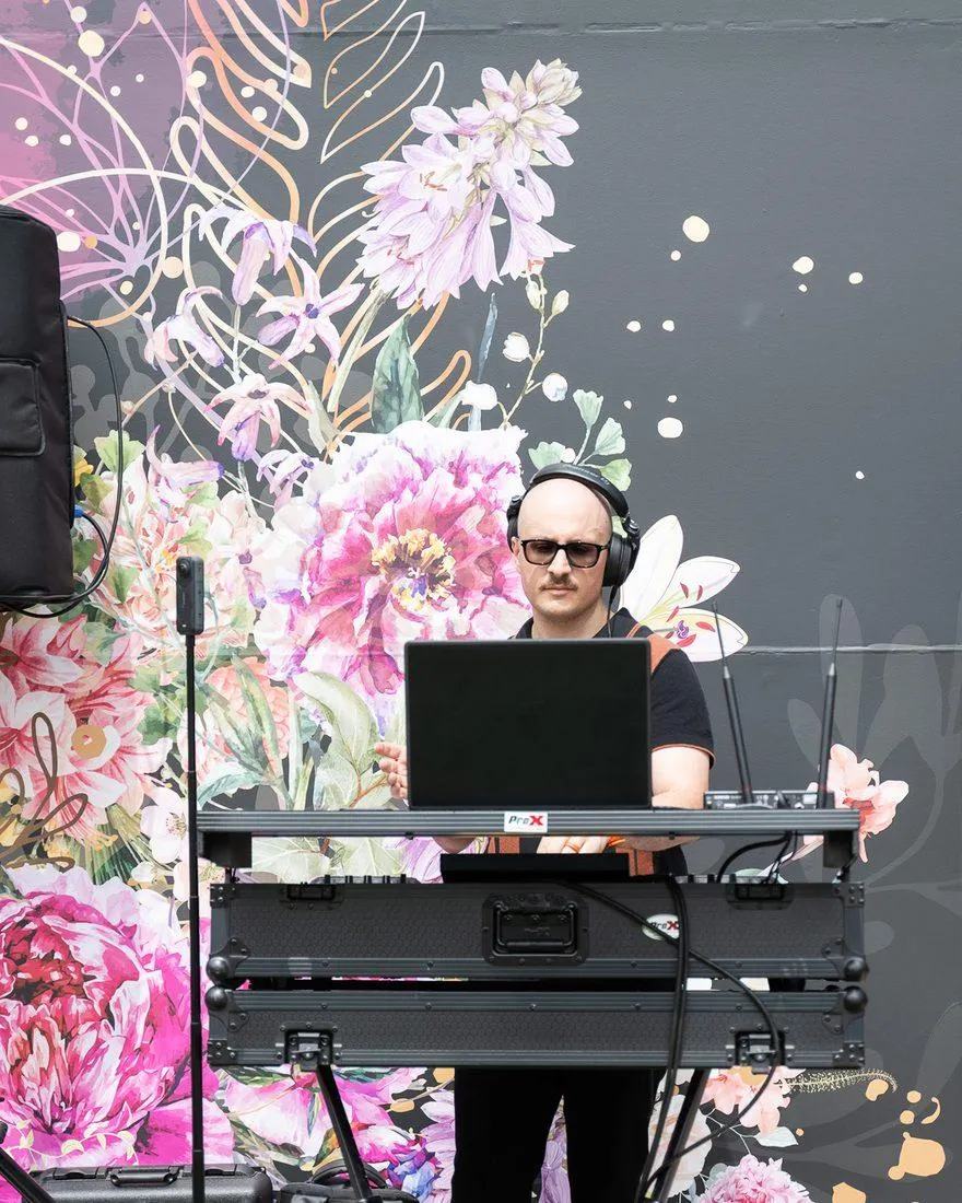 MAHIG DJing at the Elcie Cosmetics pop-up, The Americana at Brand